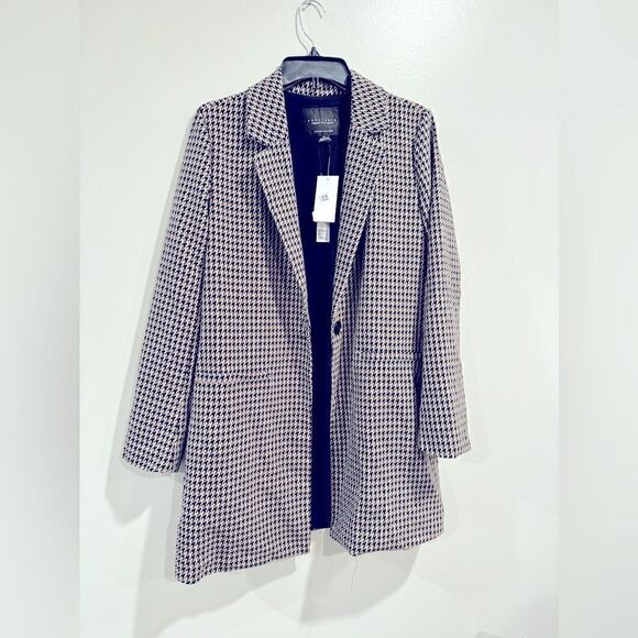 Sanctuary Polyester One-Button Blazer Jacket Carly Coat(Saddle Houndstooth) XS - Picture 10 of 11